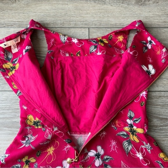Yumi Sleeveless Floral Casual DARK PINK SKATER DRESS - Picture 12 of 14